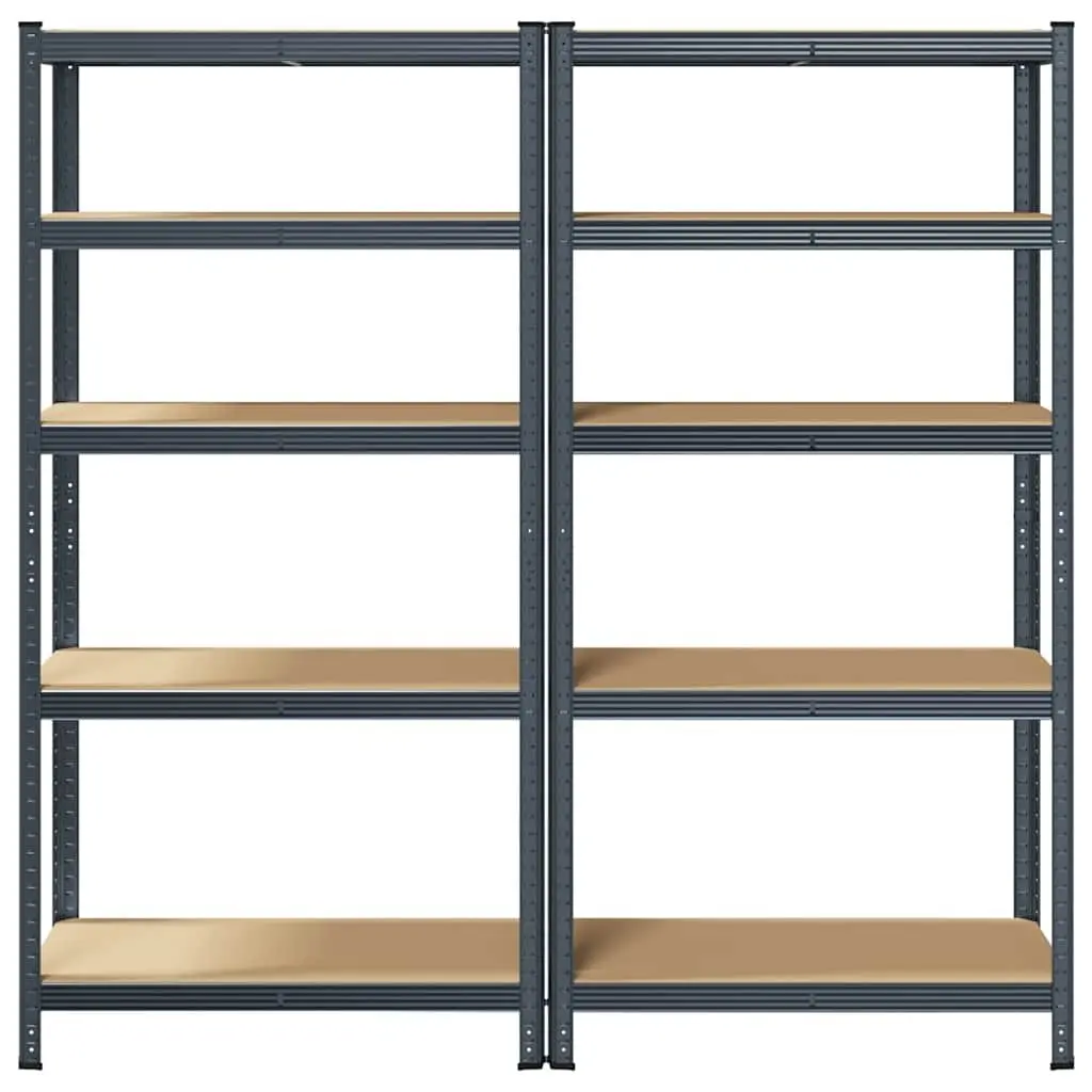 5-Layer Storage Shelves Steel Frame Engineered Wood Anthracite 2pc