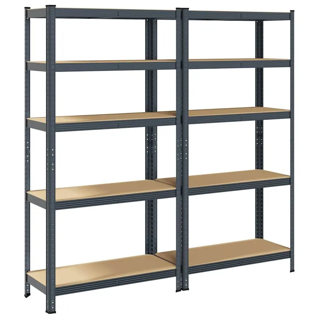 5-Layer Storage Shelves Steel Frame Engineered Wood Anthracite 2pc