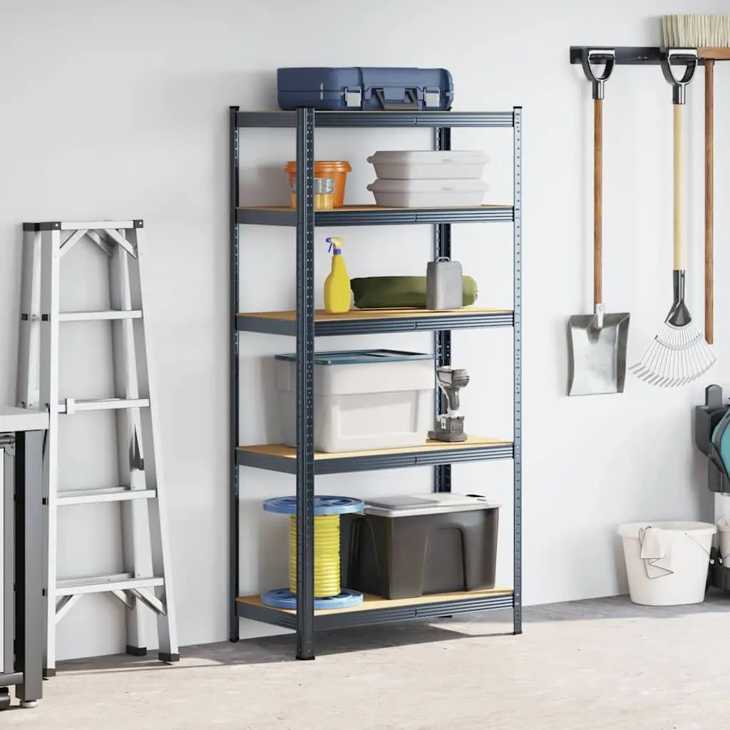 5-Layer Heavy-Duty Industrial Storage Shelf Anthracite Steel Engineered Wood