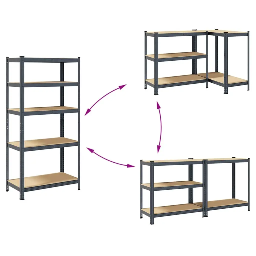 5-Layer Heavy-Duty Industrial Storage Shelf Anthracite Steel Engineered Wood
