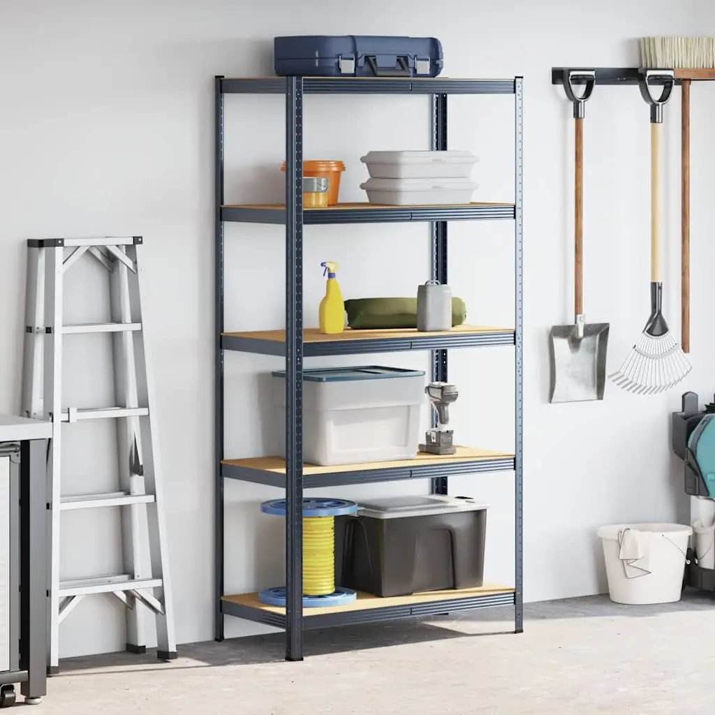 5-Layer Storage Shelf Anthracite Steel Engineered Wood Garage
