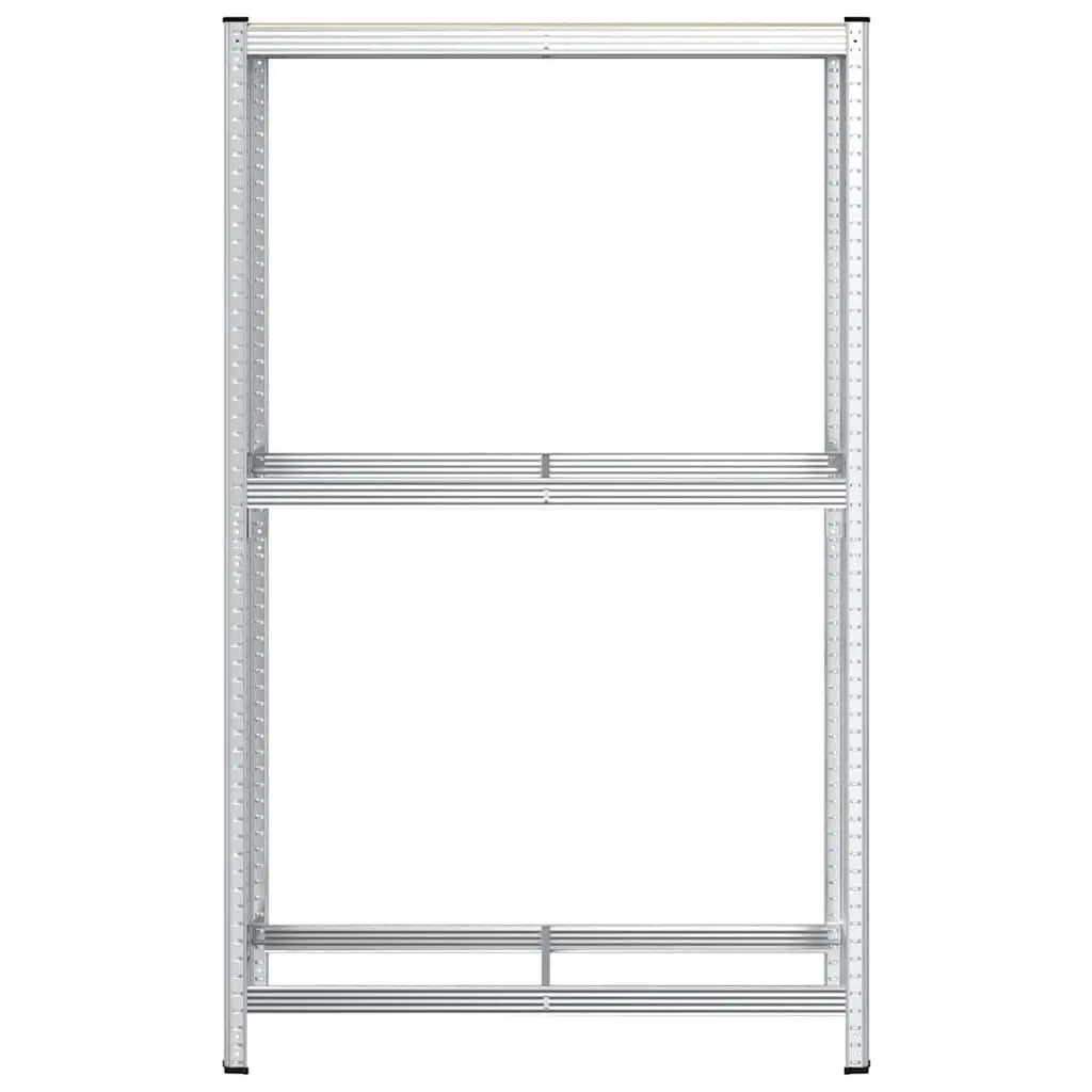 2-Layer Tyre Shelf Storage Rack Height Adjustable Silver Steel 110cm W x 40cm D x 180cm H