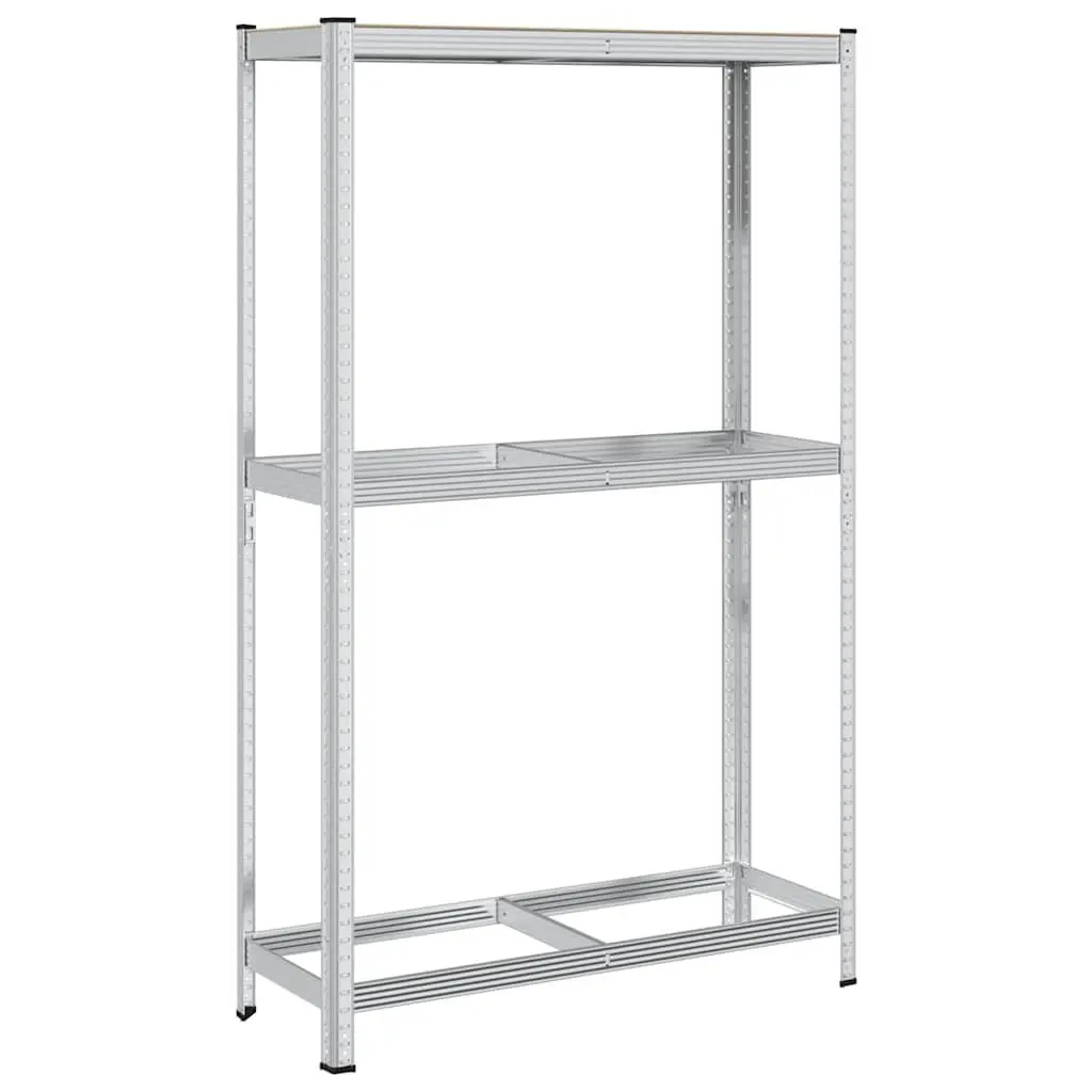 2-Layer Tyre Shelf Storage Rack Height Adjustable Silver Steel 110cm W x 40cm D x 180cm H