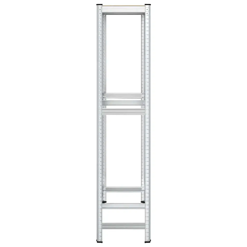 2-Layer Tyre Shelf Storage Rack Height Adjustable Silver Steel 110cm W x 40cm D x 180cm H