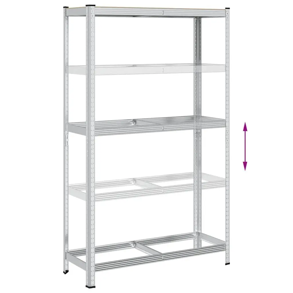 2-Layer Tyre Shelf Storage Rack Height Adjustable Silver Steel 110cm W x 40cm D x 180cm H
