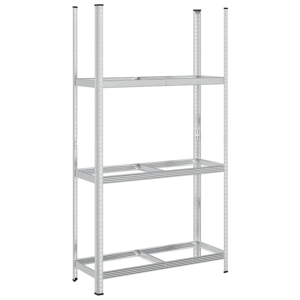 Tyre Shelf Steel 3 Layer Height Adjustable 110x40x200cm Silver Garage Storage