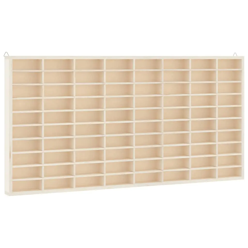 Wooden Display Case Wall Mounted Organiser 80 Compartments Brown