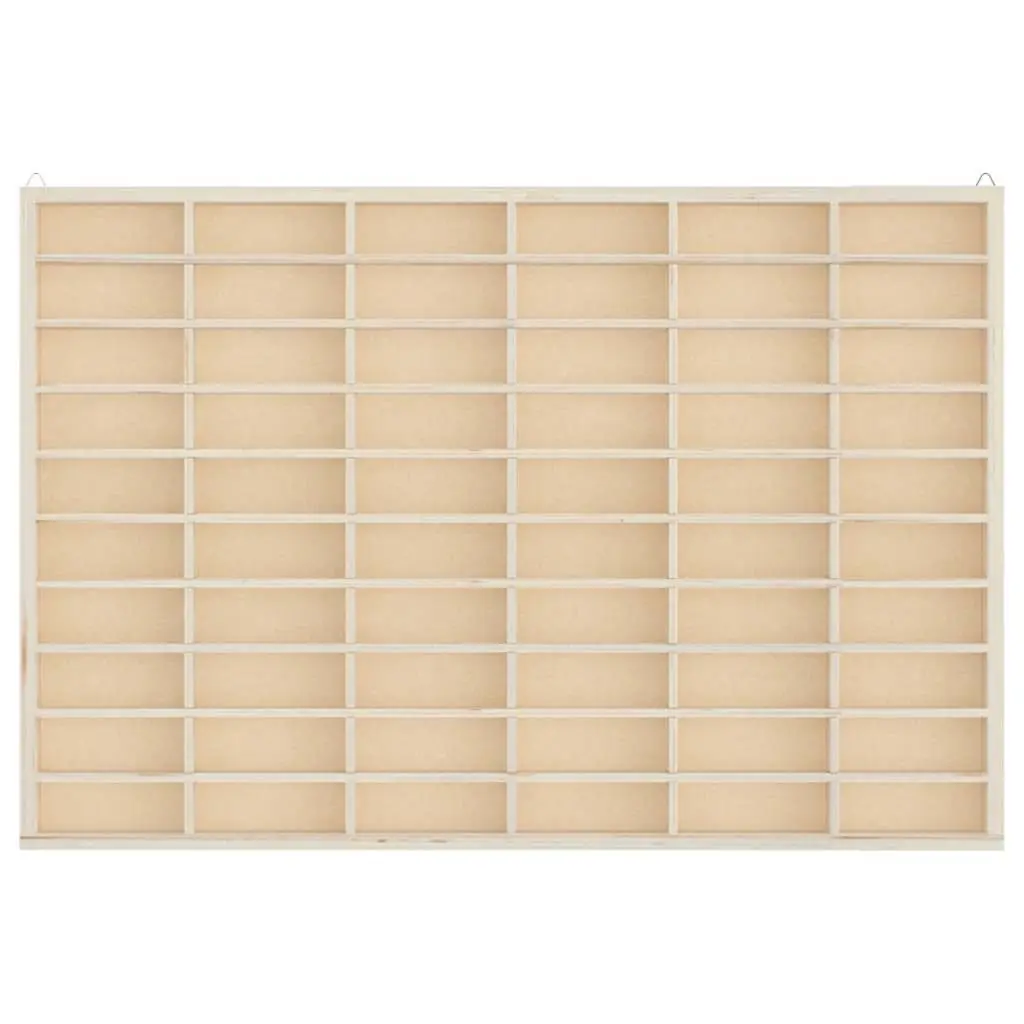 Wooden Display Case Wall Mounted Organizer 60 Compartments Brown