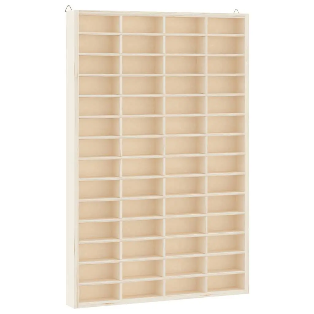 Wooden Display Case Wall Mounted Organiser 56 Compartments Brown