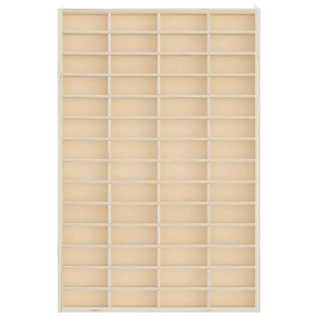 Wooden Display Case Wall Mounted Organiser 56 Compartments Brown