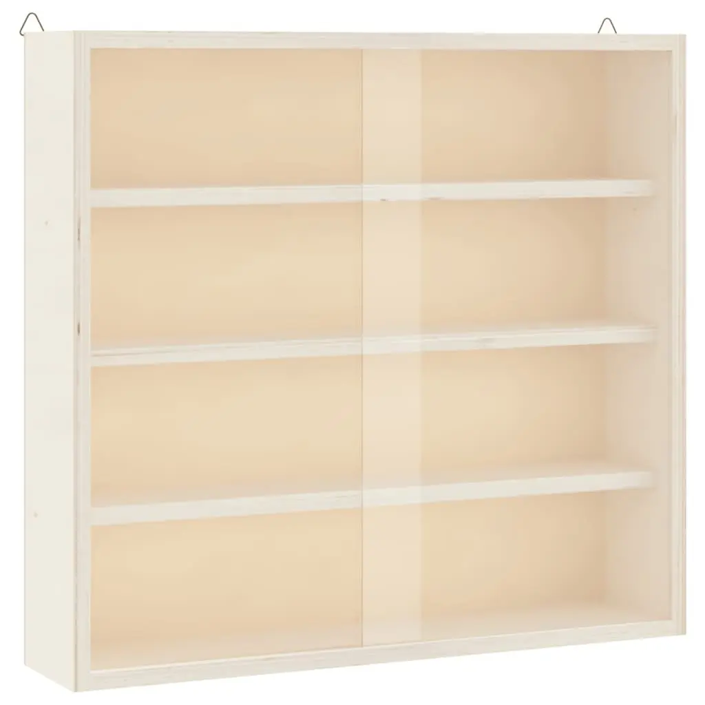 Wooden Wall Mounted Display Cabinet with Doors 4 Shelves Brown Collector