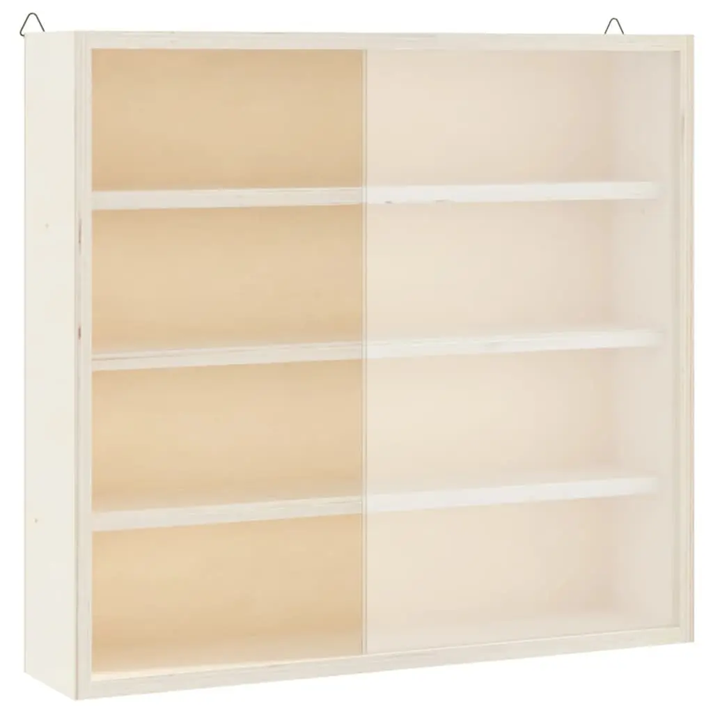 Wooden Wall Mounted Display Cabinet with Doors 4 Shelves Brown Collector
