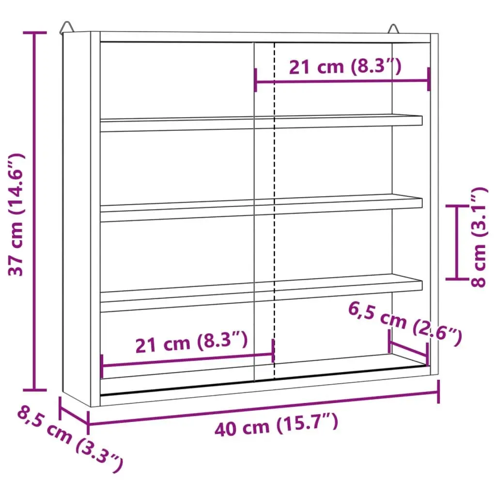 Wooden Wall Mounted Display Cabinet with Doors 4 Shelves Brown Collector