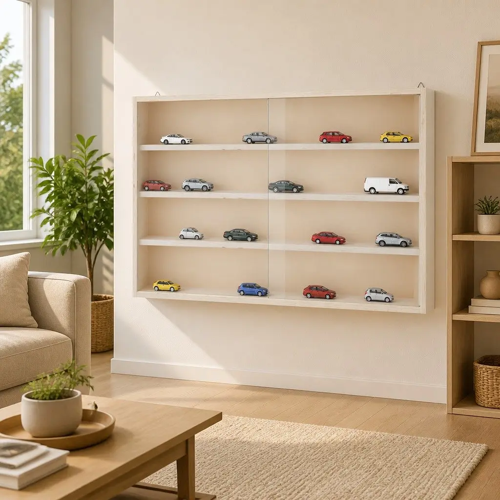 Wooden Display Cabinet with 4 Shelves