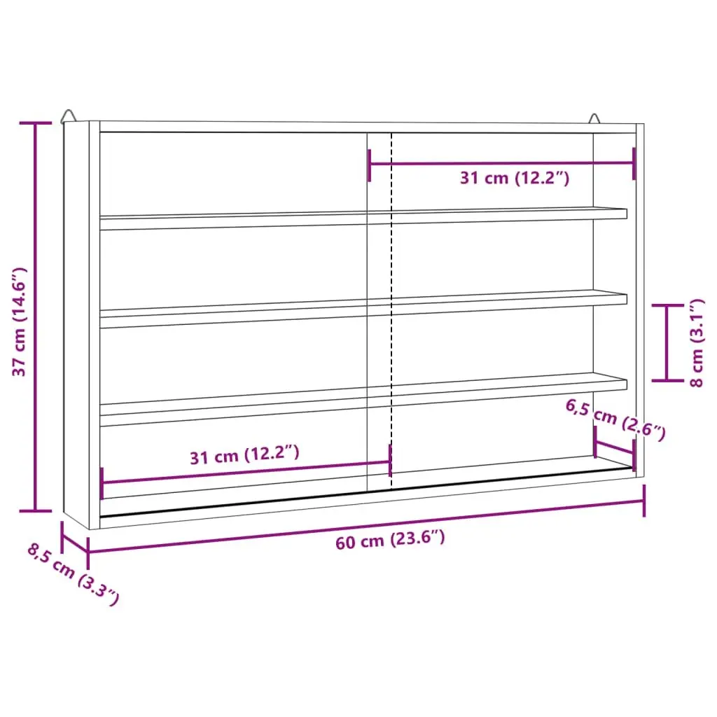 Wooden Wall Mounted Display Cabinet Collector Storage Case 4 Shelves Brown