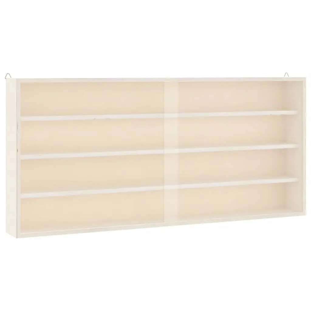 Wooden Display Case Wall Mounted Organiser 4 Shelves Brown