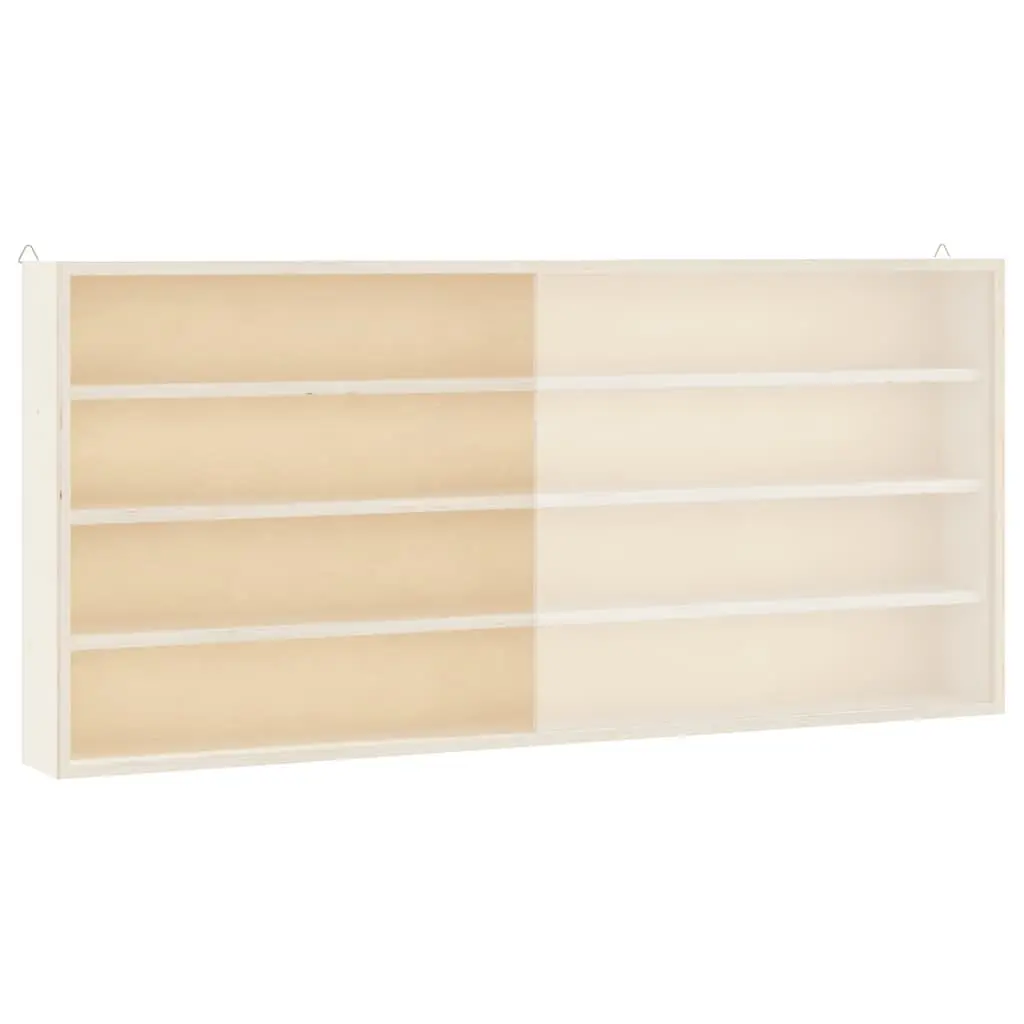 Wooden Display Case Wall Mounted Organiser 4 Shelves Brown