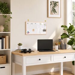 Magnetic Whiteboard Dry Erase Board Pine Wood Frame 60x30cm Office Home Display