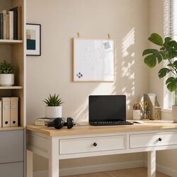 Magnetic Whiteboard Dry Erase Board Pine Wood Frame 40x40cm Office Home Display