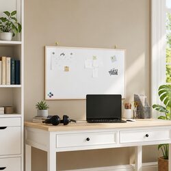 Magnetic Whiteboard Dry Erase Board Pine Wood Frame Home Office Display 100x55cm