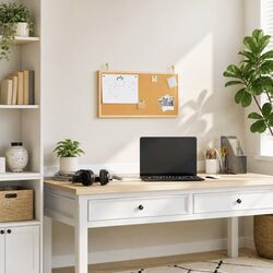 Cork Board with Solid Pine Wood Frame 60x30 cm Bulletin Notice Display