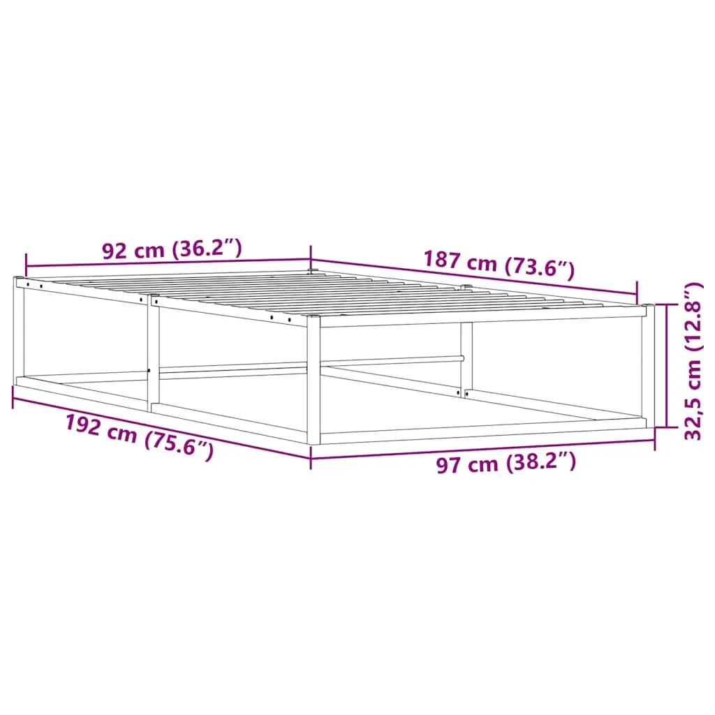 Metal Bed Frame with Under-Bed Storage