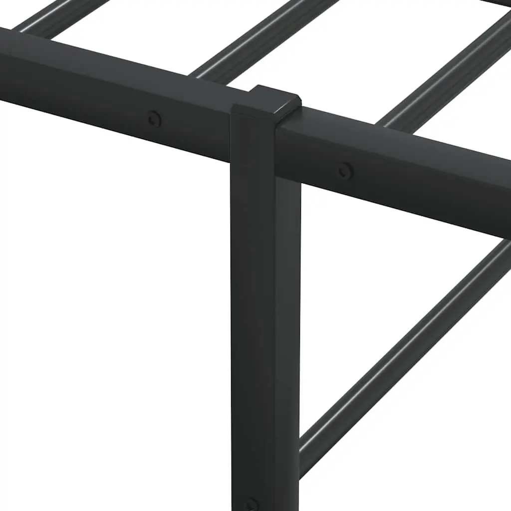 Metal Bed Frame Queen Storage Space 153x203 cm Black Slatted Base