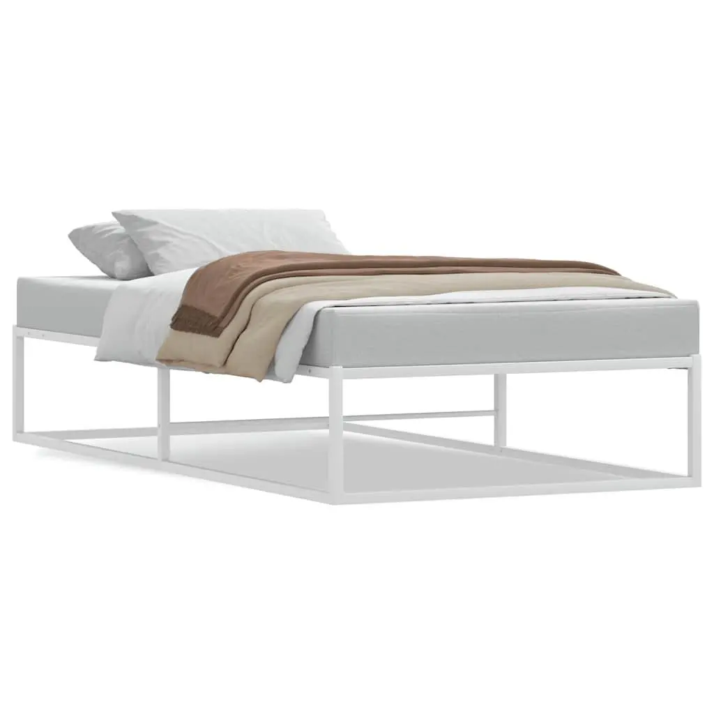 Metal Bed Frame Slatted Base 92x187 cm White