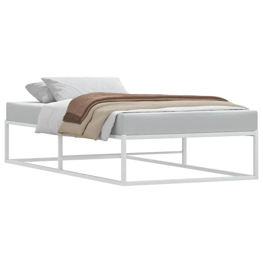 Metal Bed Frame Slatted Base 92x187 cm White