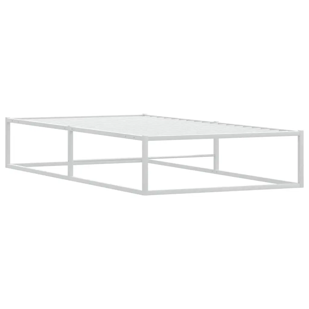 Metal Bed Frame Slatted Base 92x187 cm White