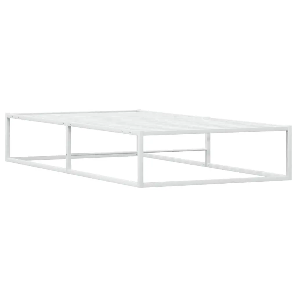 Metal Bed Frame Slatted Base 92x187 cm White