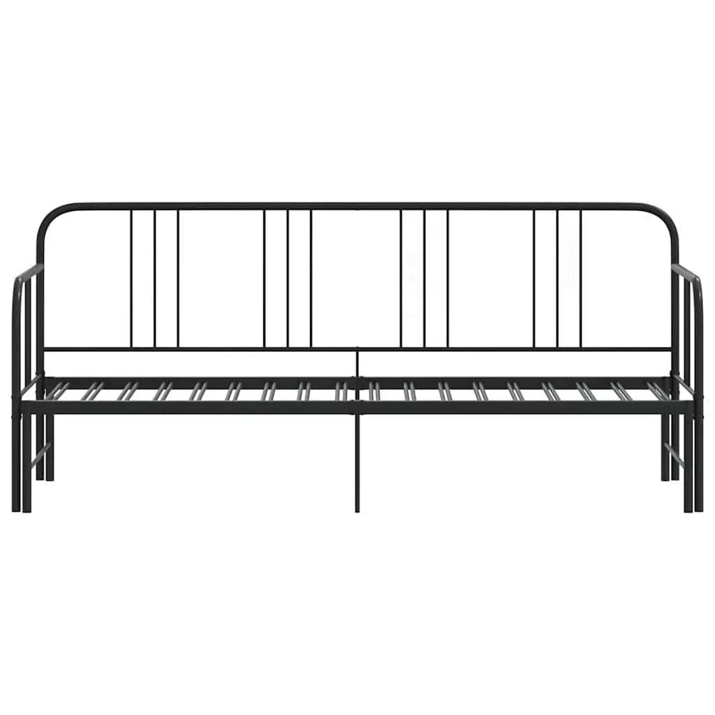 Daybed with Trundle Single Metal Frame Black 92x187 cm Sofa Bed Guest Sleep