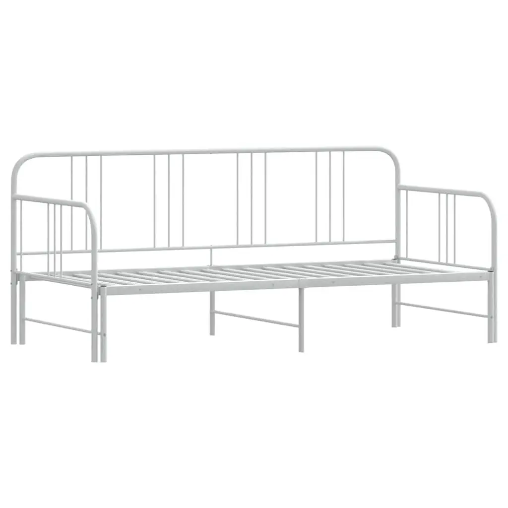 Daybed with Trundle Single Metal Frame White 92x187cm Sofa Bed Guest