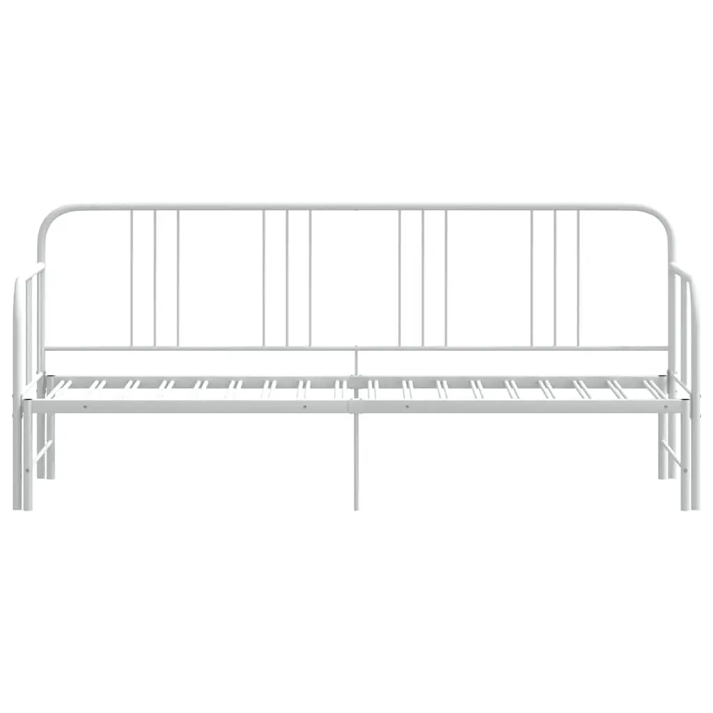 Daybed with Trundle Single Metal Frame White 92x187cm Sofa Bed Guest