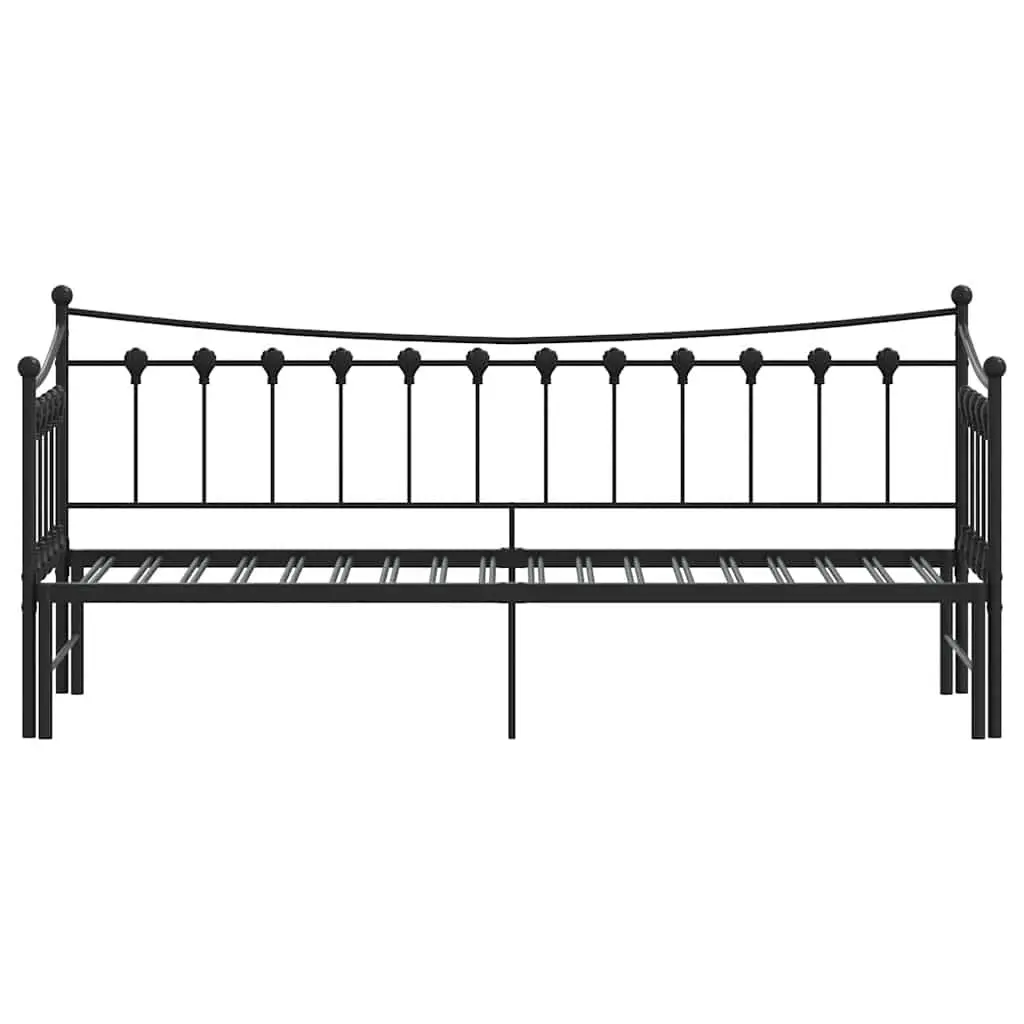 Daybed with Trundle Single Metal Frame Black 92x187cm Sofa Bed Storage Space