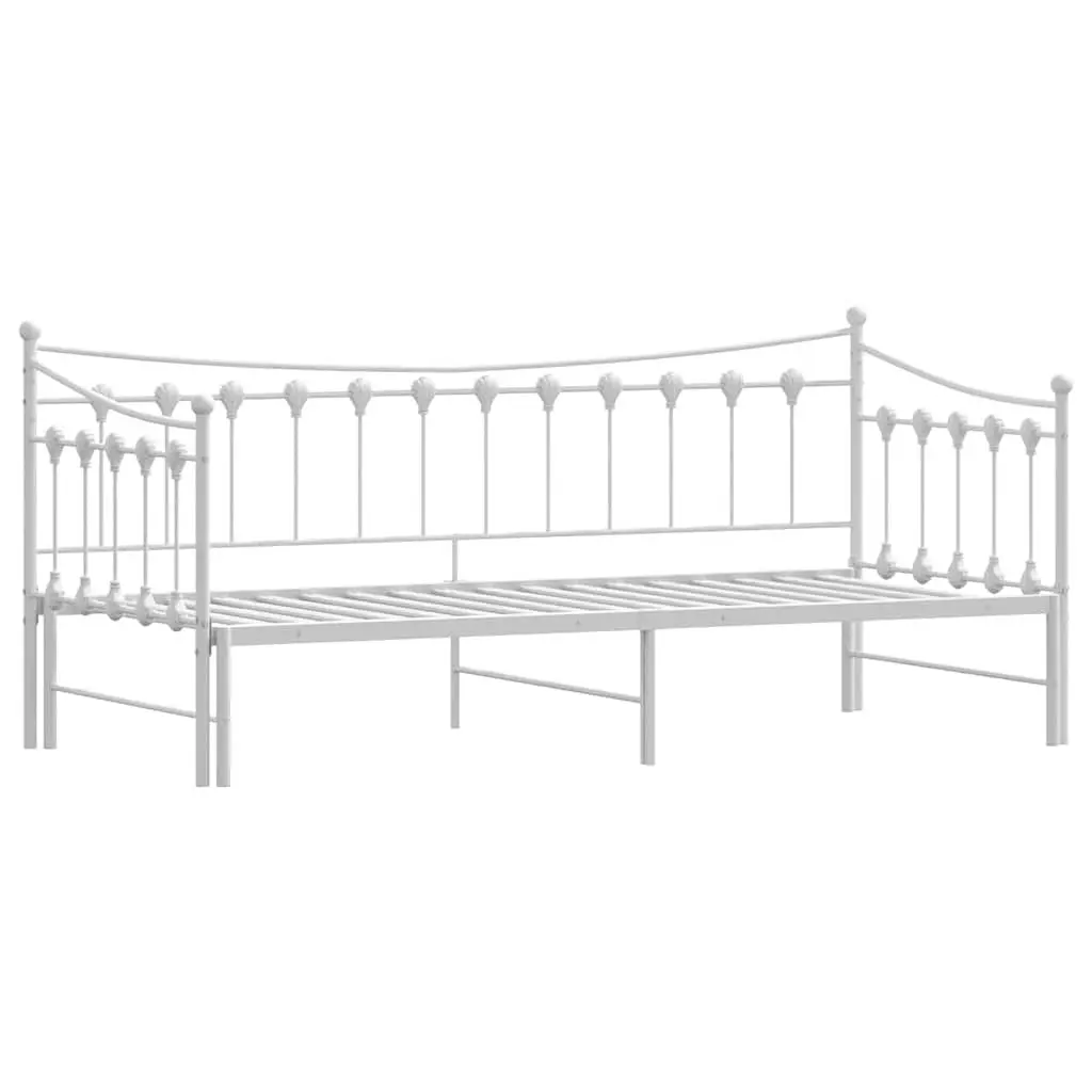 Daybed with Trundle Sofa Bed 92x187cm White Metal Frame