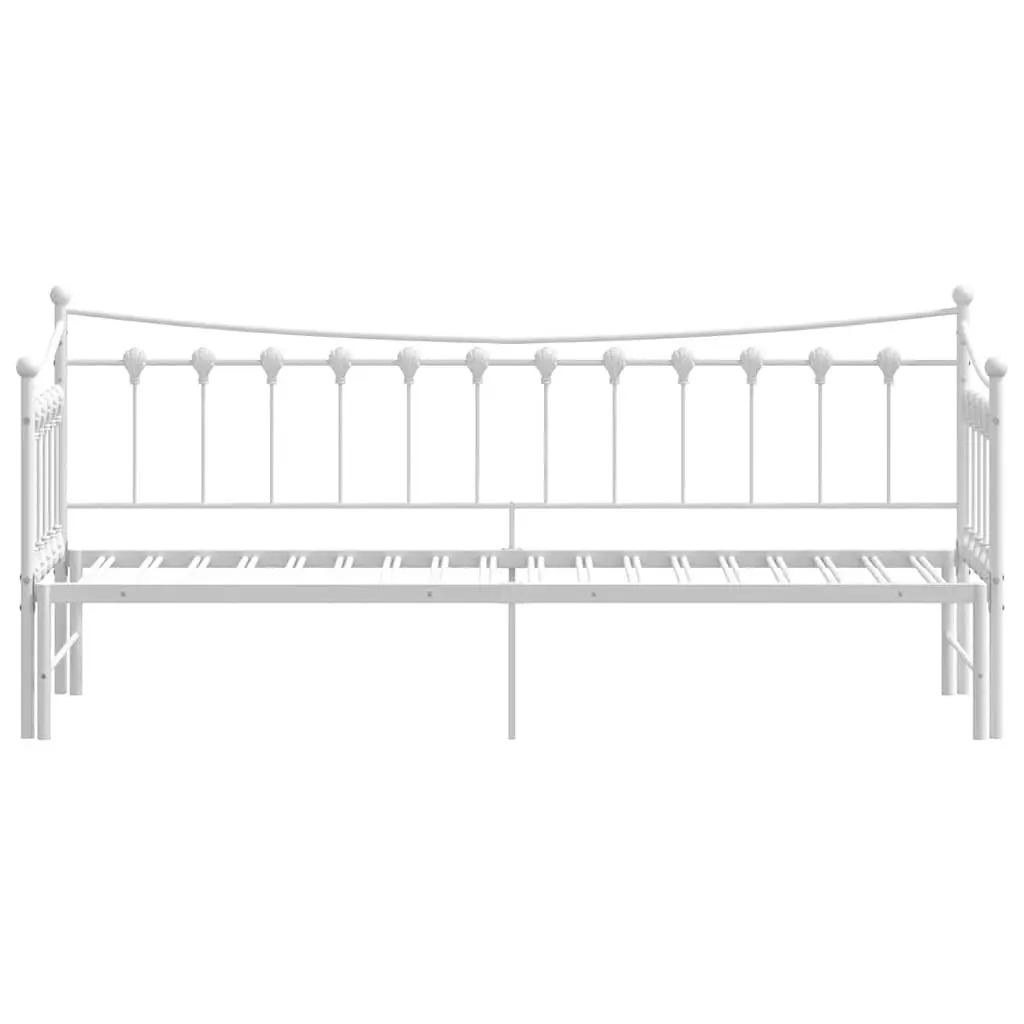 Daybed with Trundle Sofa Bed 92x187cm White Metal Frame