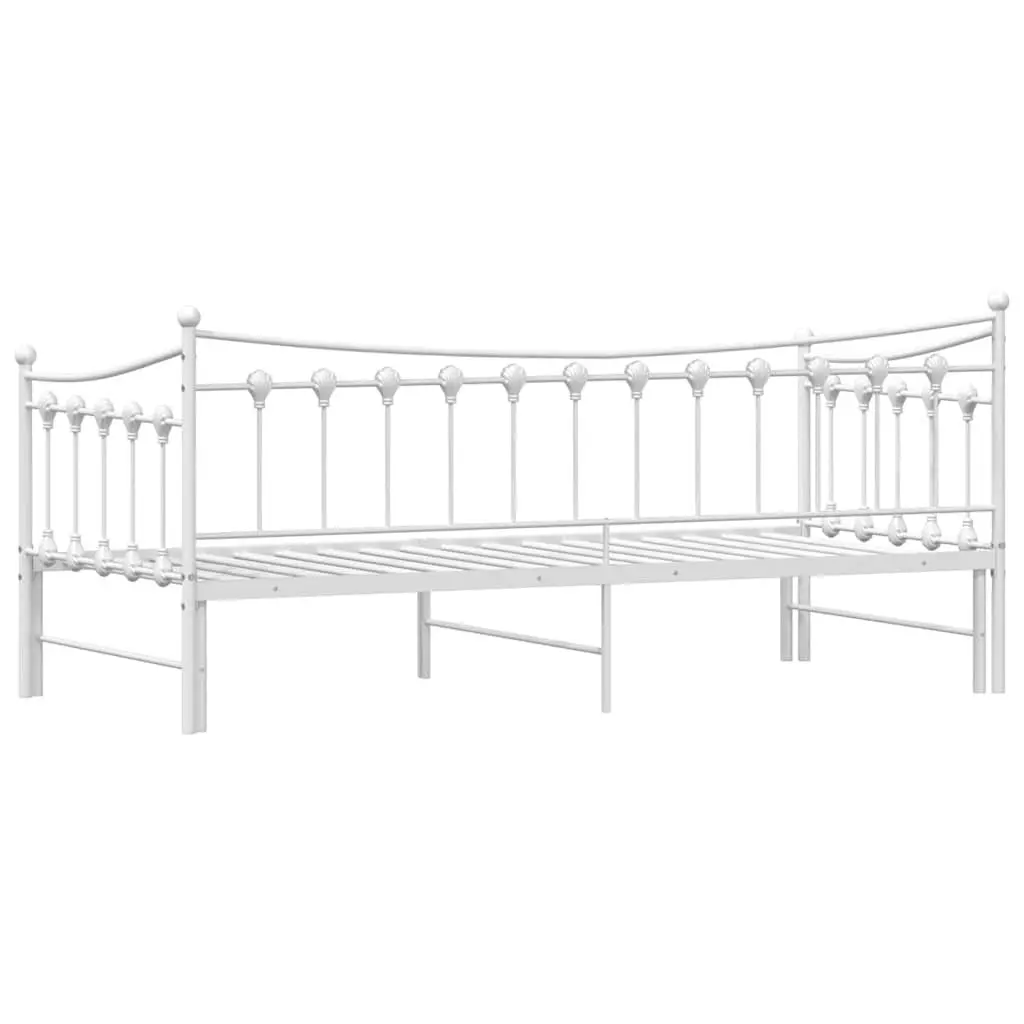 Daybed with Trundle Sofa Bed 92x187cm White Metal Frame