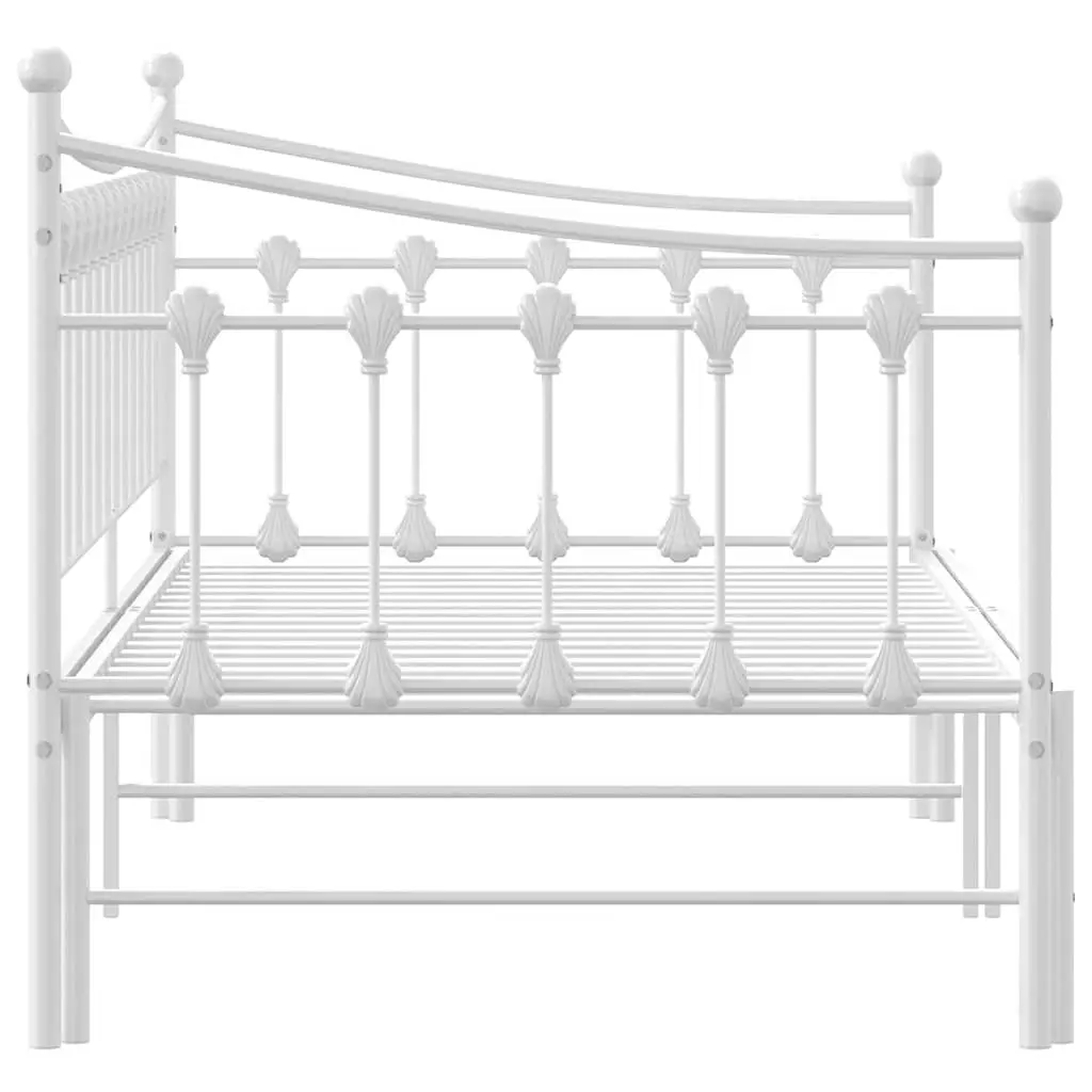 Daybed with Trundle Sofa Bed 92x187cm White Metal Frame