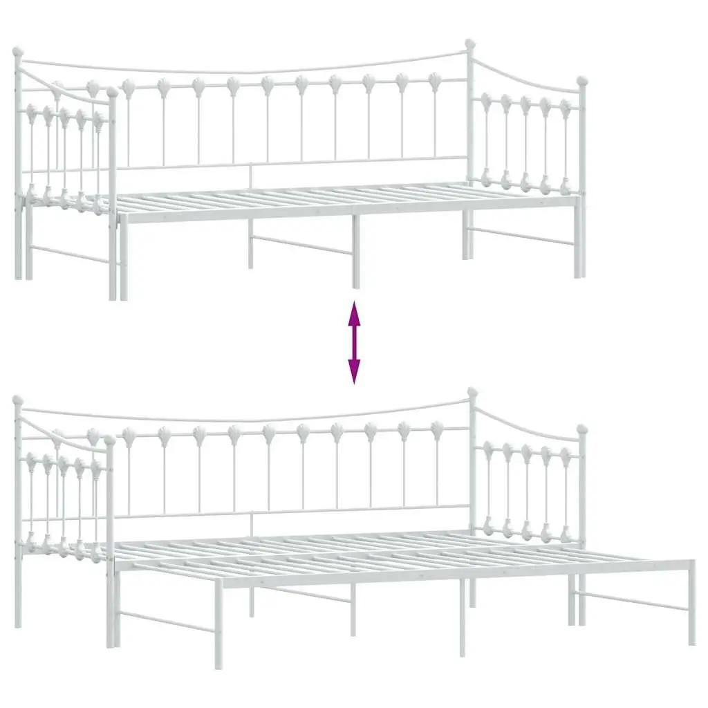 Daybed with Trundle Sofa Bed 92x187cm White Metal Frame