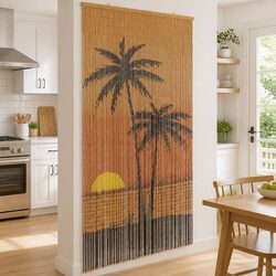 Insect Door Curtain Palm Tree Print 100x200 cm Bamboo Fly Screen Room Divider