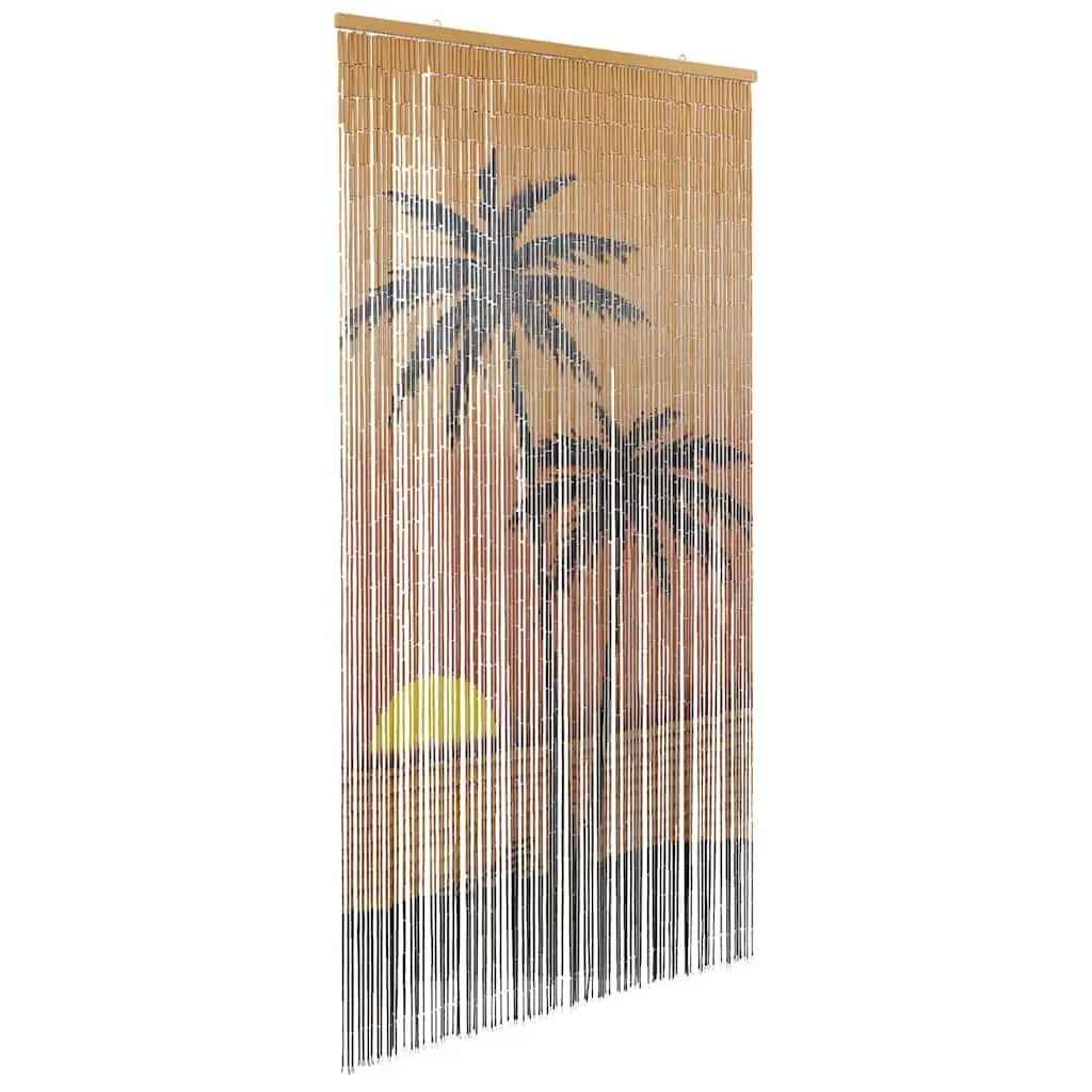 Insect Door Curtain Palm Tree Print 100x200 cm Bamboo Fly Screen Room Divider Multicolour