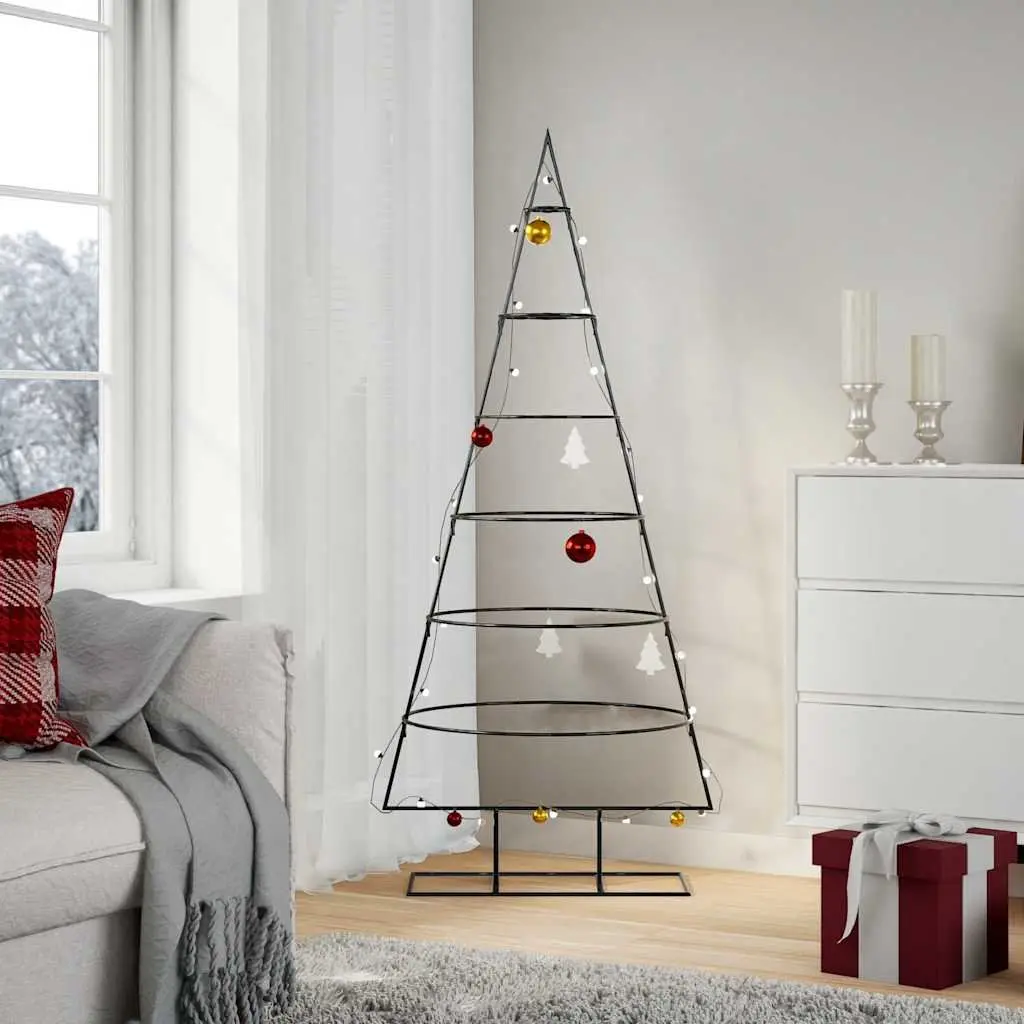 Metal Christmas Tree Frame DIY Decoration 150cm Black Modern Seasonal Holiday Decor