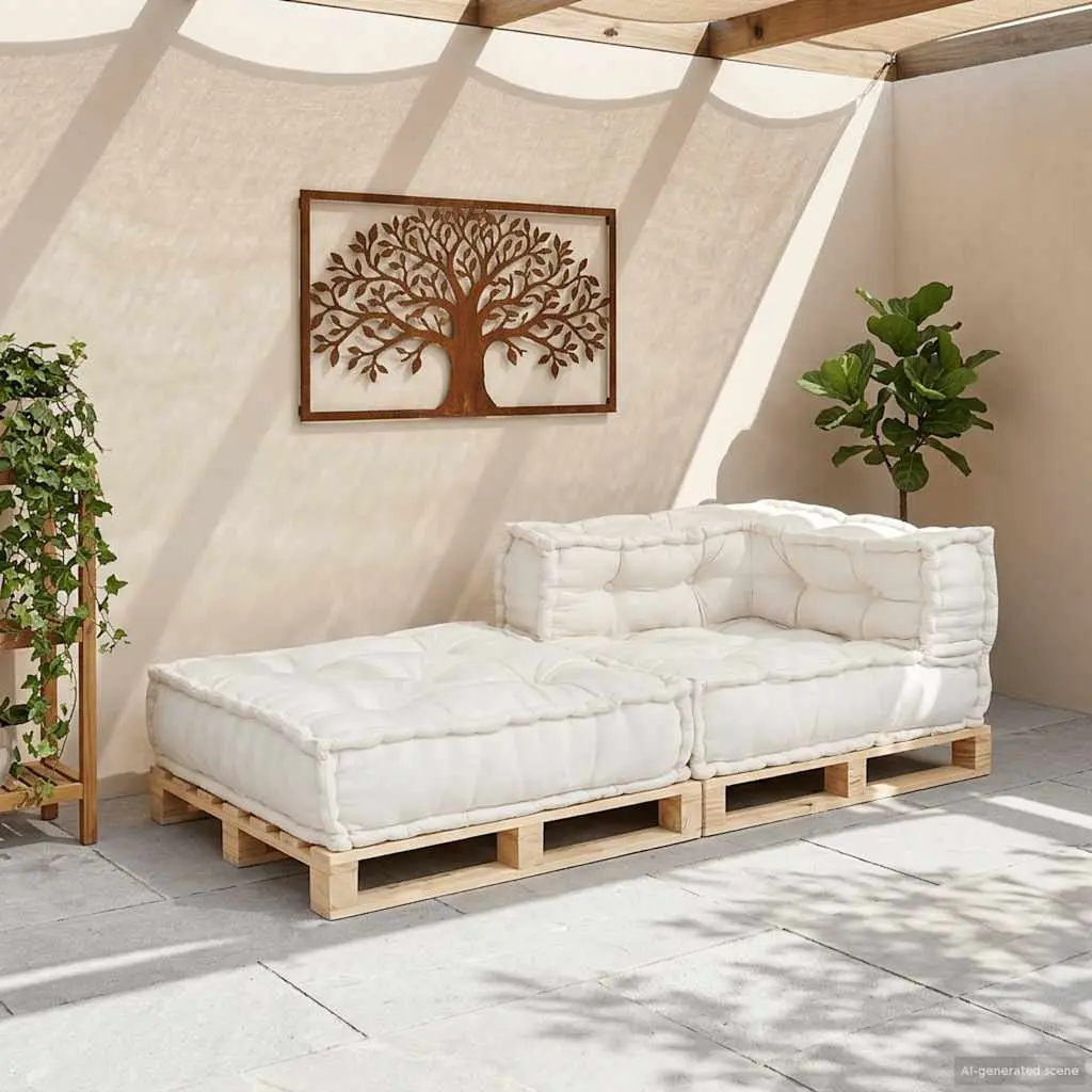 Modular Sofa Unit Floor Cushion Cream 70x70x54 Soft Seating