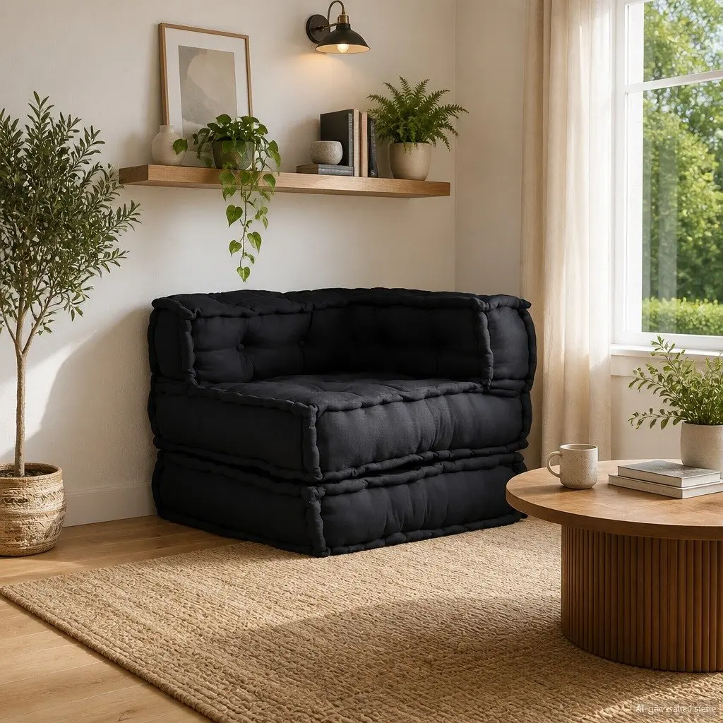 Modular Sofa Unit Floor Cushion Anthracite Lounge Seating 70 x 70 x 54 cm