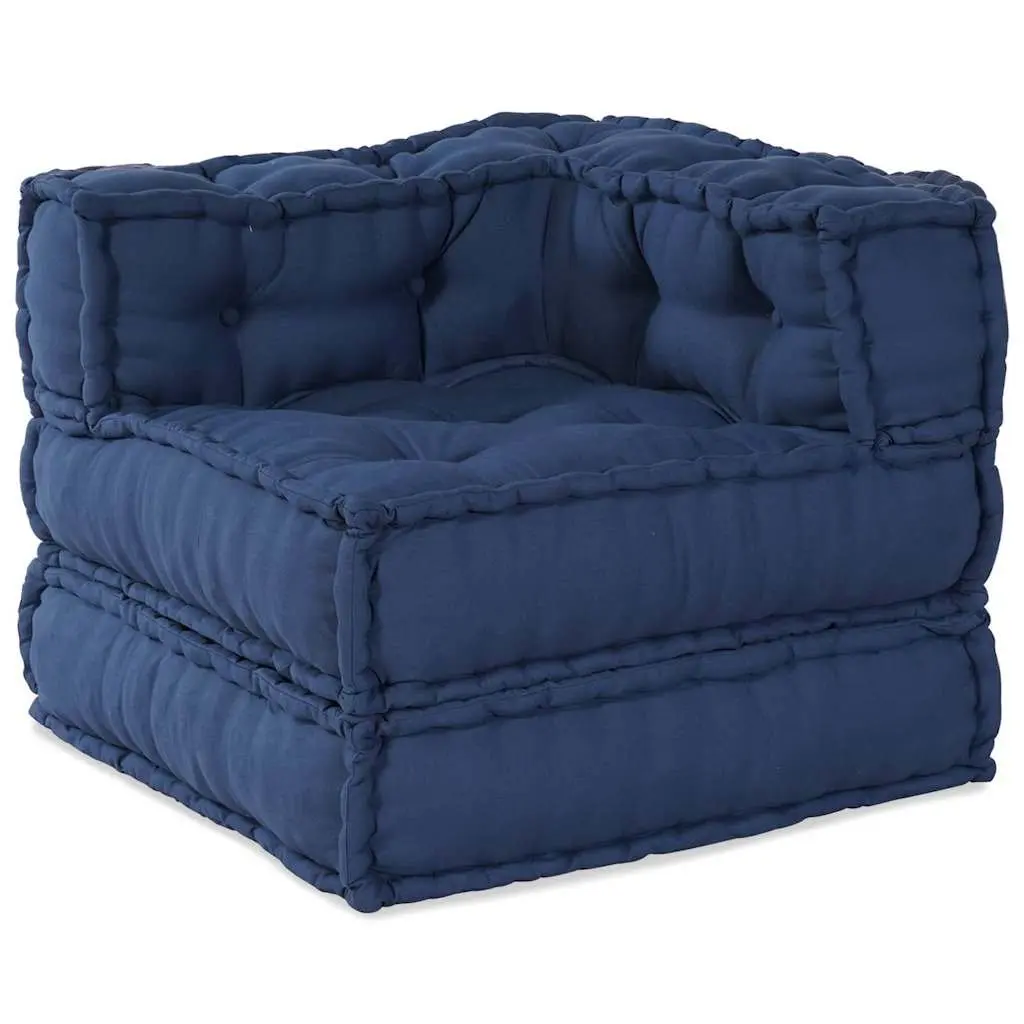 Modular Sofa Unit Indoor Outdoor Lounge Seating 70x70x56cm Blue Fabric Cushion