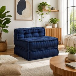 Warm and Inviting Indigo Fabric Modular Sofa Unit