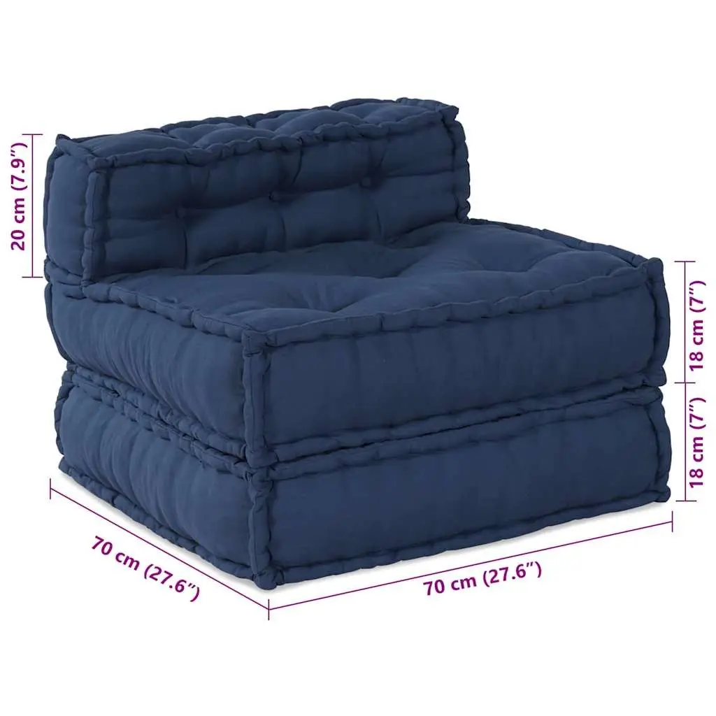 Modular Sofa Unit Indoor Outdoor Lounge Seating 70x70x56cm Indigo Fabric