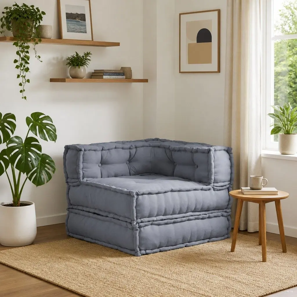 Grey Modular Sofa Unit 70x70x56cm for Relaxation