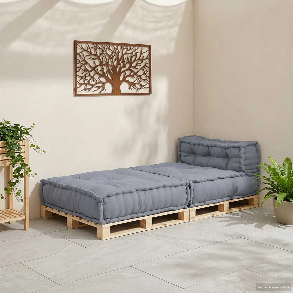 Modular Sofa Unit Grey 70x70x56cm Fabric Cushion Seating Indoor Outdoor
